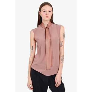 Gucci Pink Silk Sleeveless Top with Leather Tie Detail size 40
